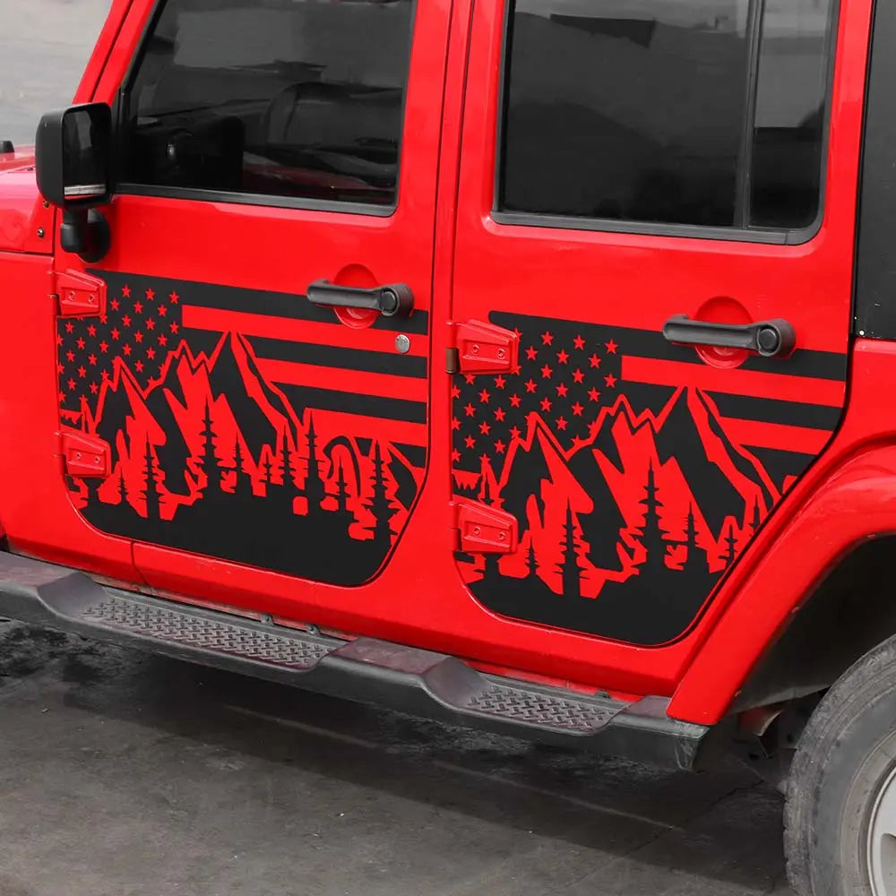 For 2007-2018 Jeep Wrangler JK 2/4 Door Car Door Decal Sticker American Flag