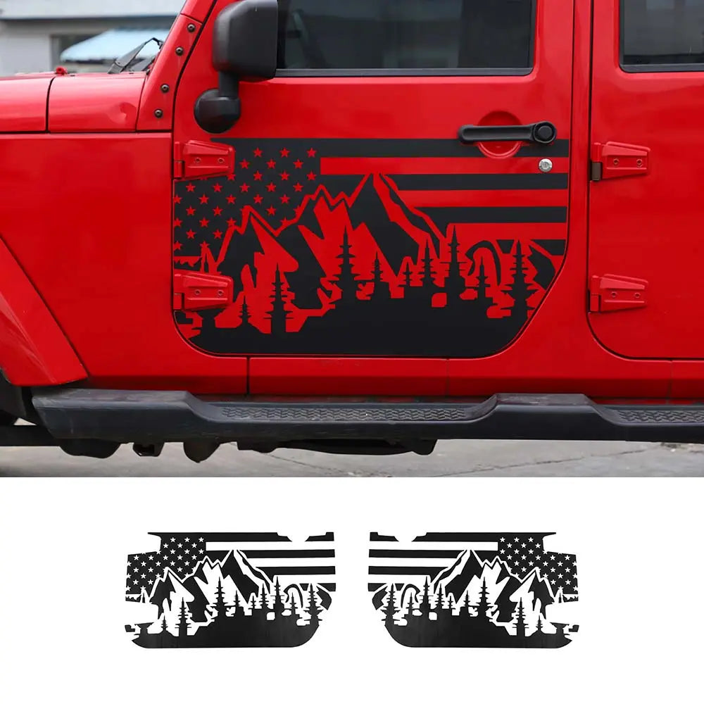 For 2007-2018 Jeep Wrangler JK 2/4 Door Car Door Decal Sticker American Flag