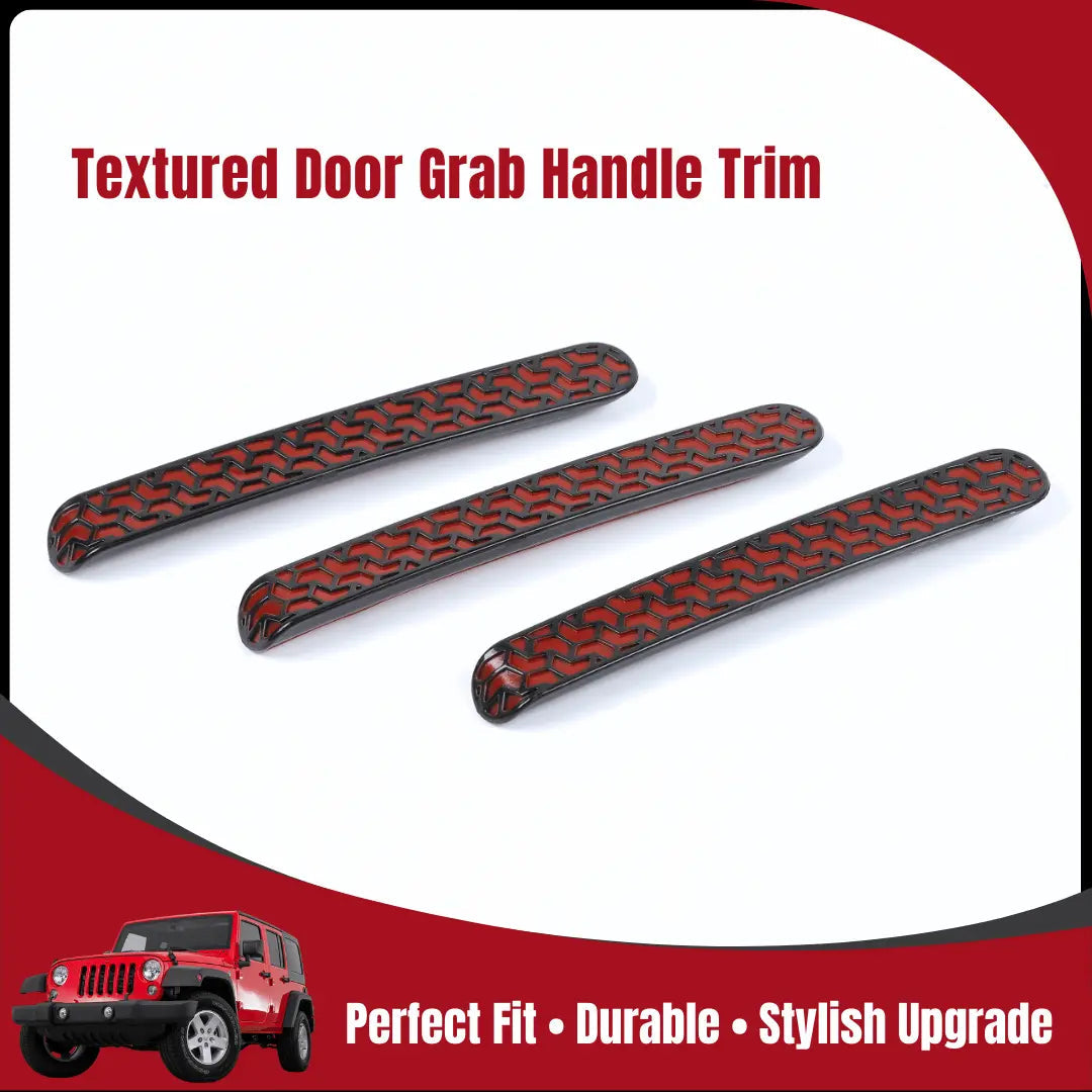 For 2007-2018 Jeep Wrangler JK 2-Door Exterior Door Grab Handle Insert Trim, Texture