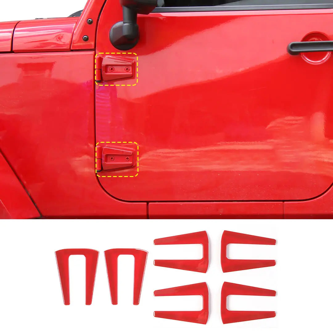 For 2007-2018 Jeep Wrangler JK 2 Door Hood Hinge & Door Hinge Cover Trim Kit (6 pcs)