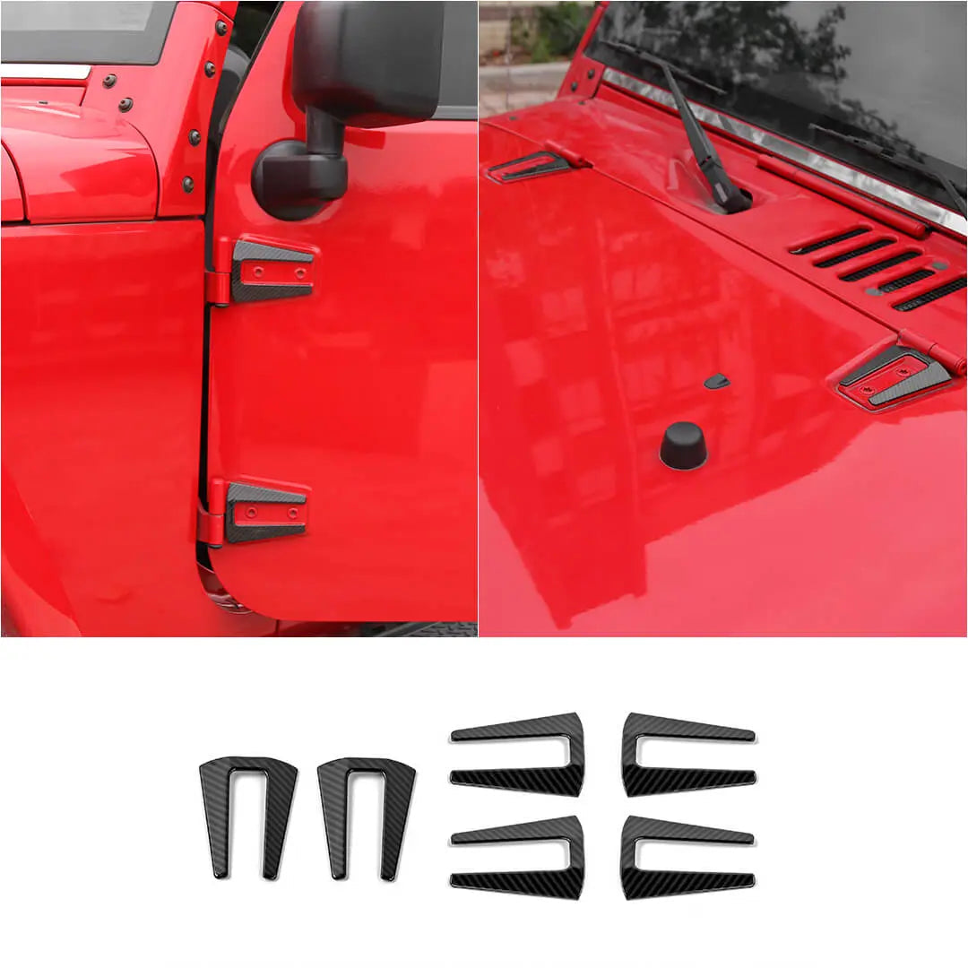 For 2007-2018 Jeep Wrangler JK 2 Door Hood Hinge & Door Hinge Cover Trim Kit (6 pcs)