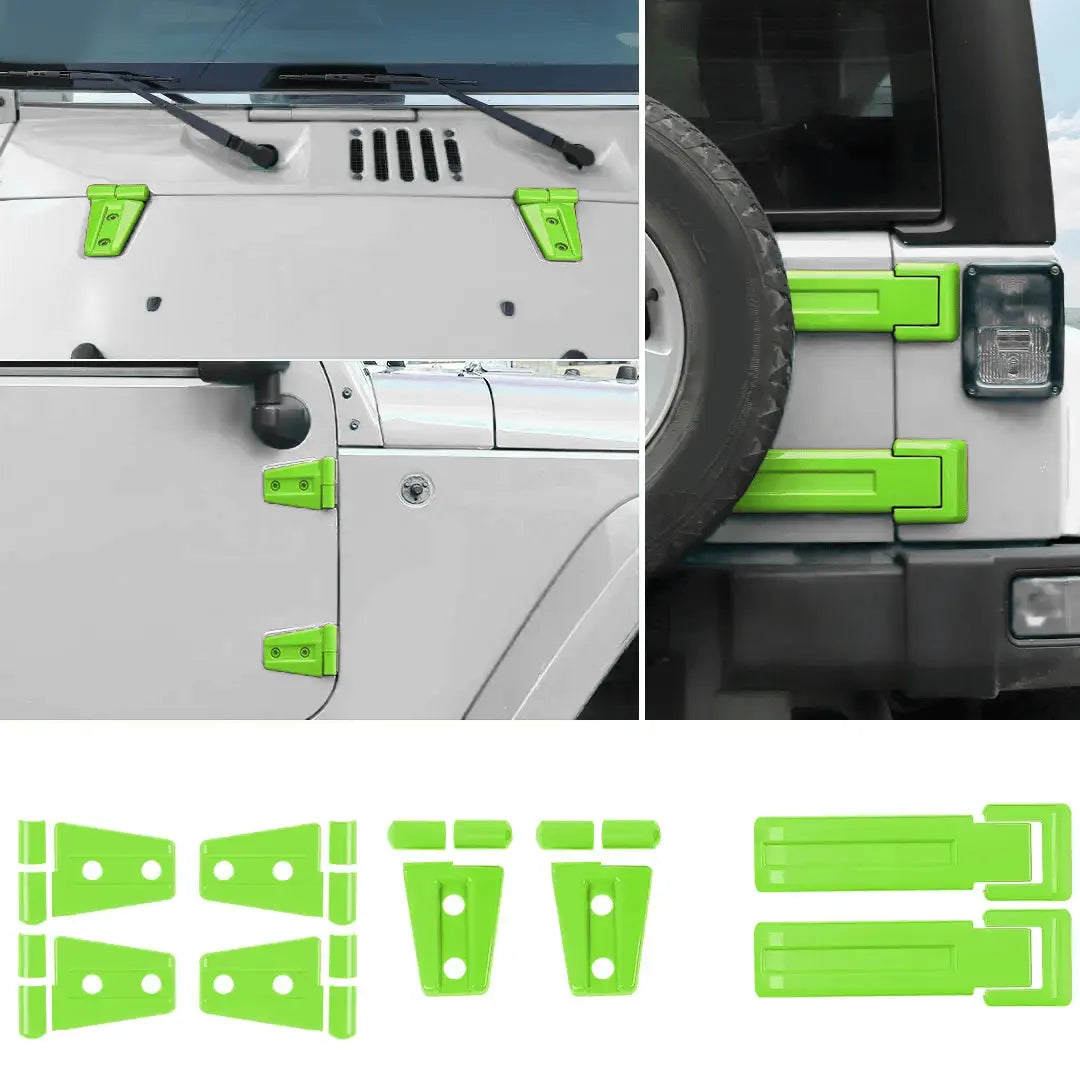 For 2007-2018 Jeep Wrangler JK 2-Door/Hood/Tailgate Hinge Trim Cover Kit (8 pcs)