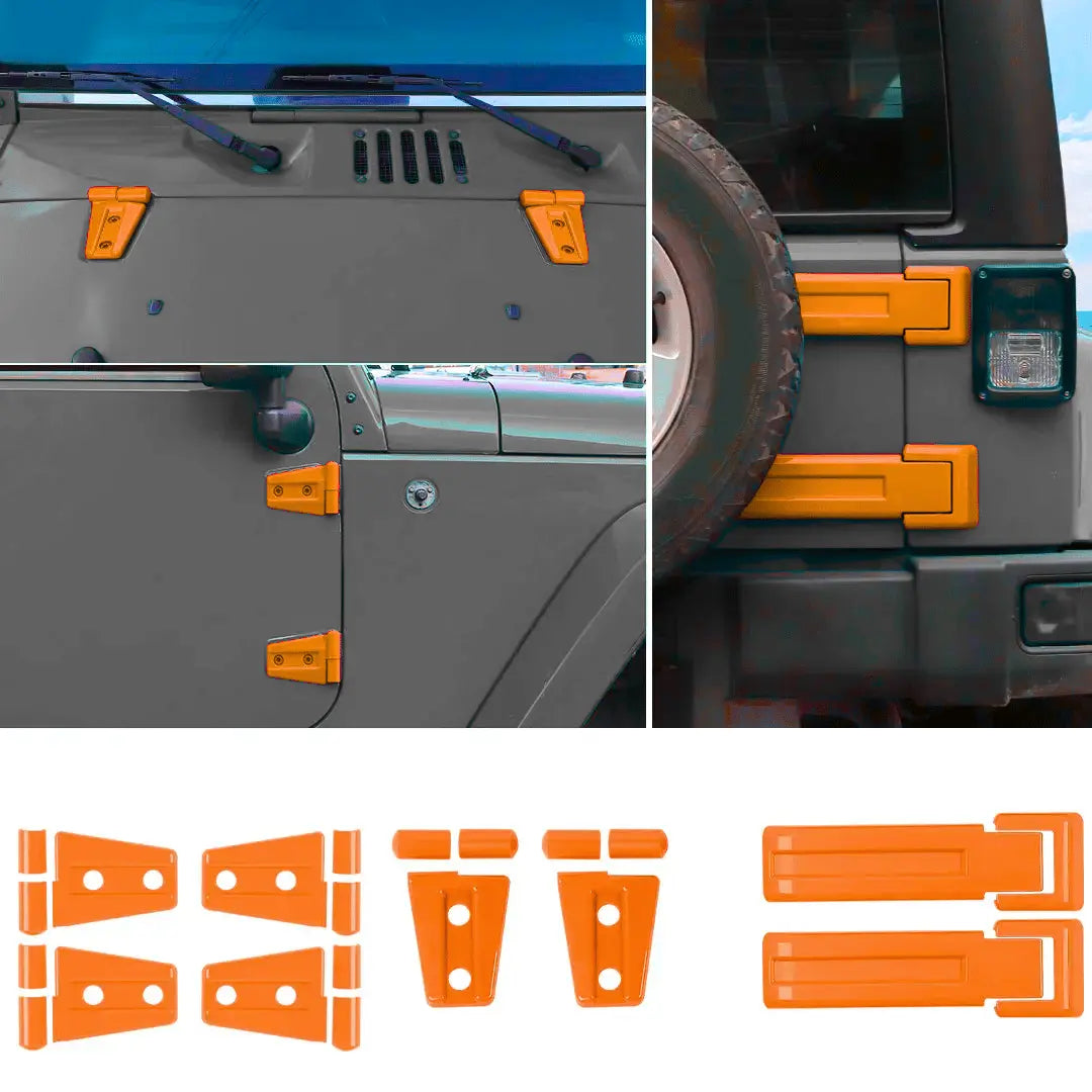 For 2007-2018 Jeep Wrangler JK 2-Door/Hood/Tailgate Hinge Trim Cover Kit (8 pcs)