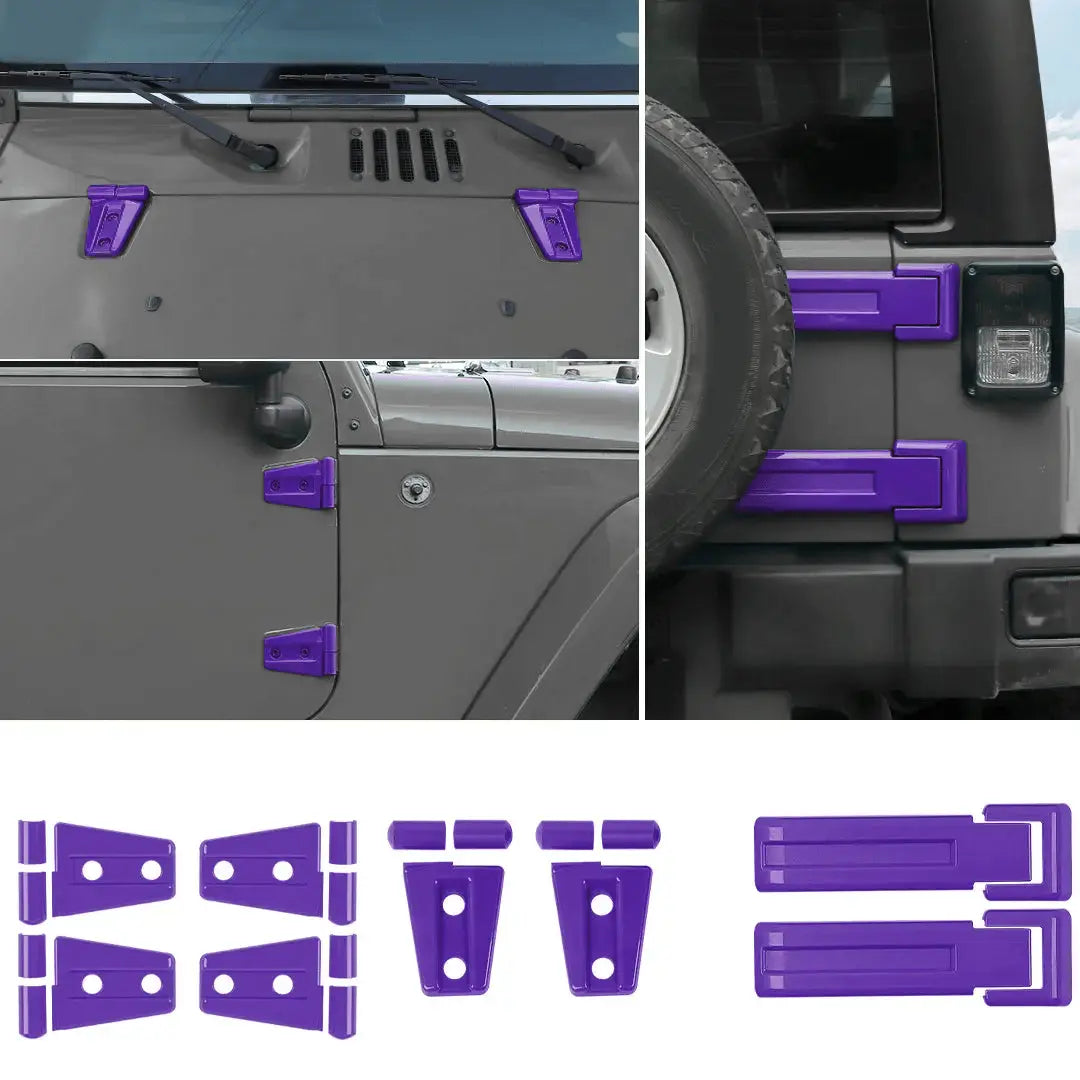 For 2007-2018 Jeep Wrangler JK 2-Door/Hood/Tailgate Hinge Trim Cover Kit (8 pcs)