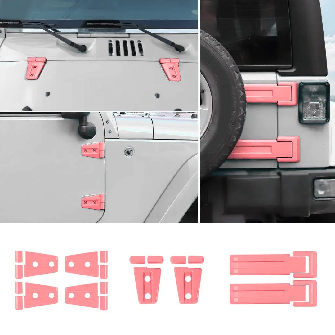 For 2007-2018 Jeep Wrangler JK 2-Door/Hood/Tailgate Hinge Trim Cover Kit (8 pcs)
