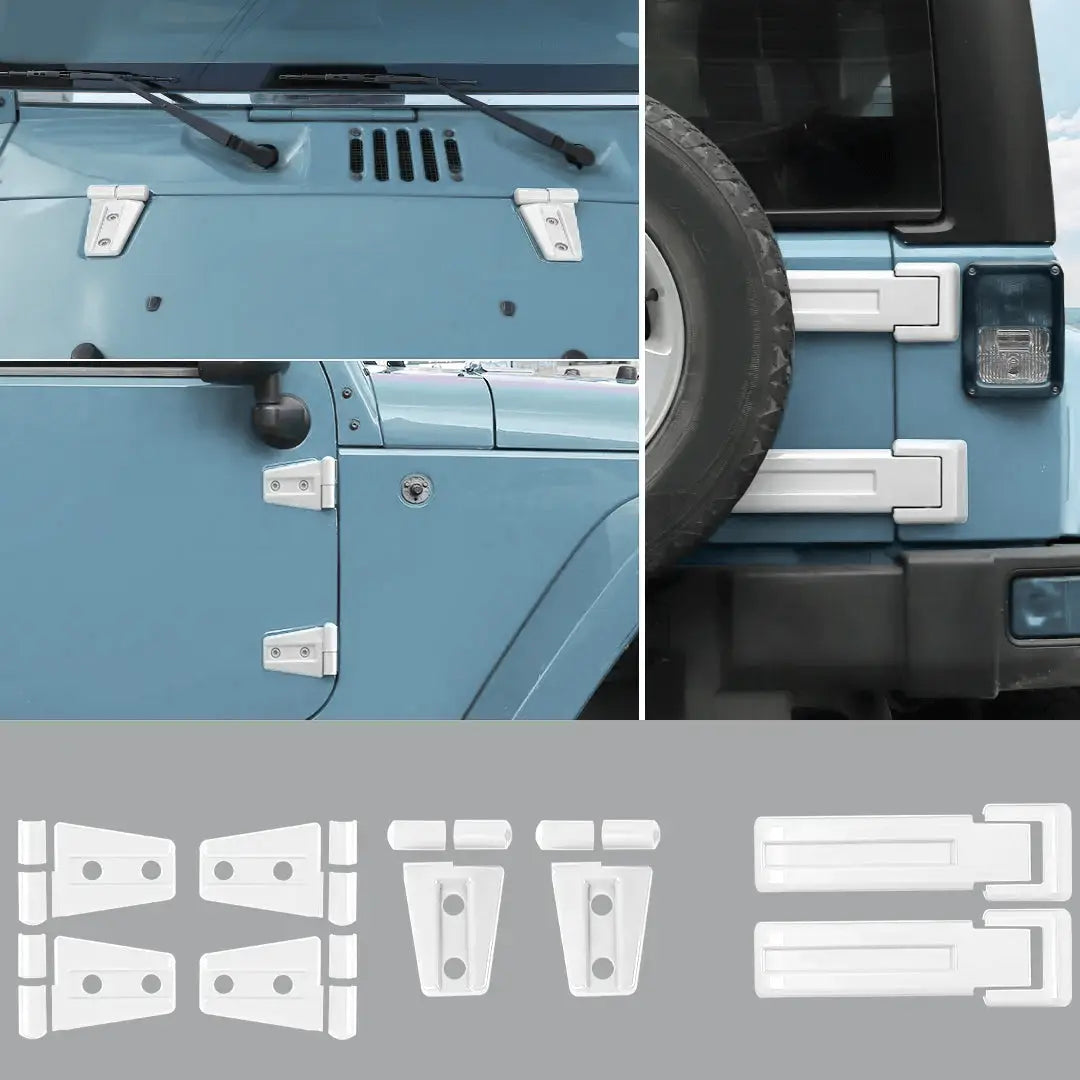 For 2007-2018 Jeep Wrangler JK 2-Door/Hood/Tailgate Hinge Trim Cover Kit (8 pcs)