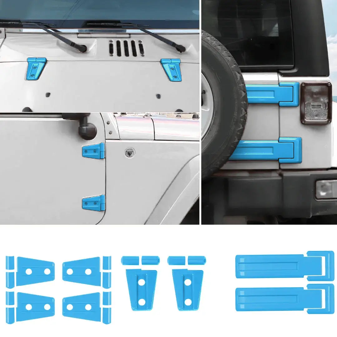 For 2007-2018 Jeep Wrangler JK 2-Door/Hood/Tailgate Hinge Trim Cover Kit (8 pcs)