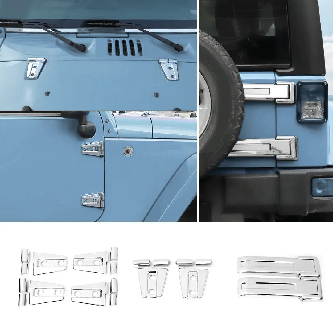 For 2007-2018 Jeep Wrangler JK 2-Door/Hood/Tailgate Hinge Trim Cover Kit (8 pcs)