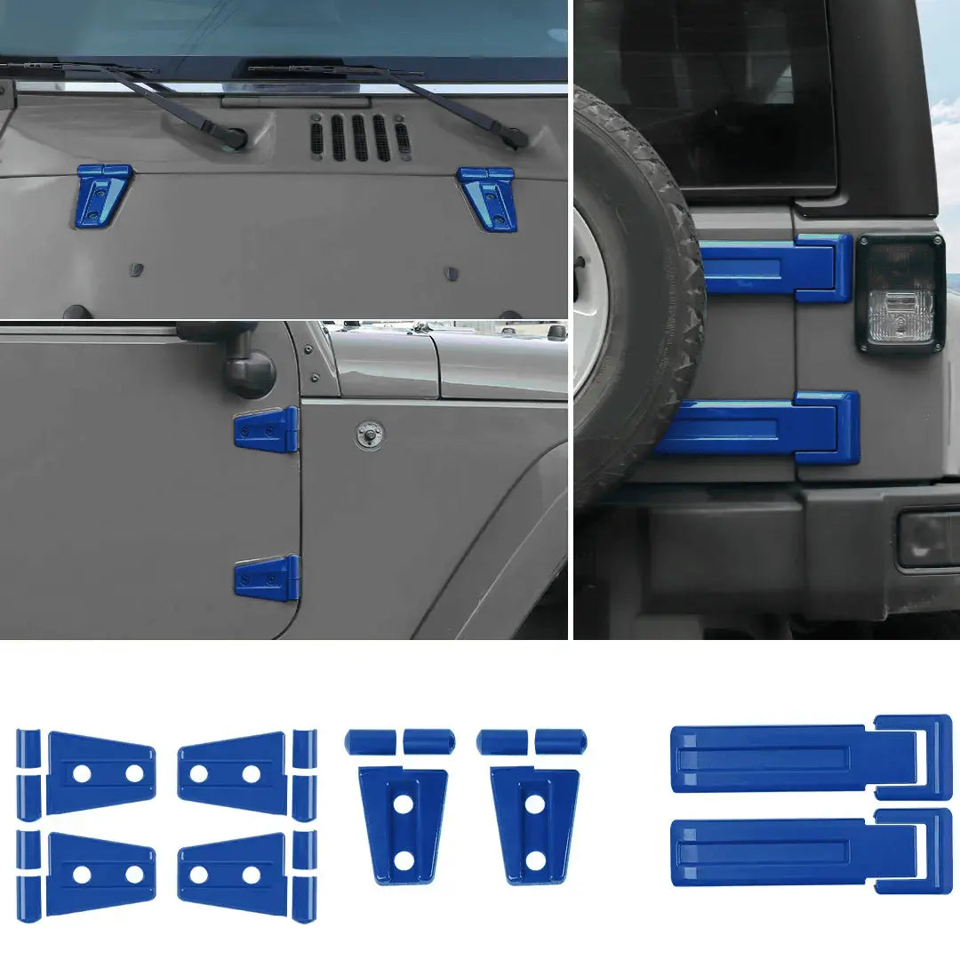 For 2007-2018 Jeep Wrangler JK 2-Door/Hood/Tailgate Hinge Trim Cover Kit (8 pcs)
