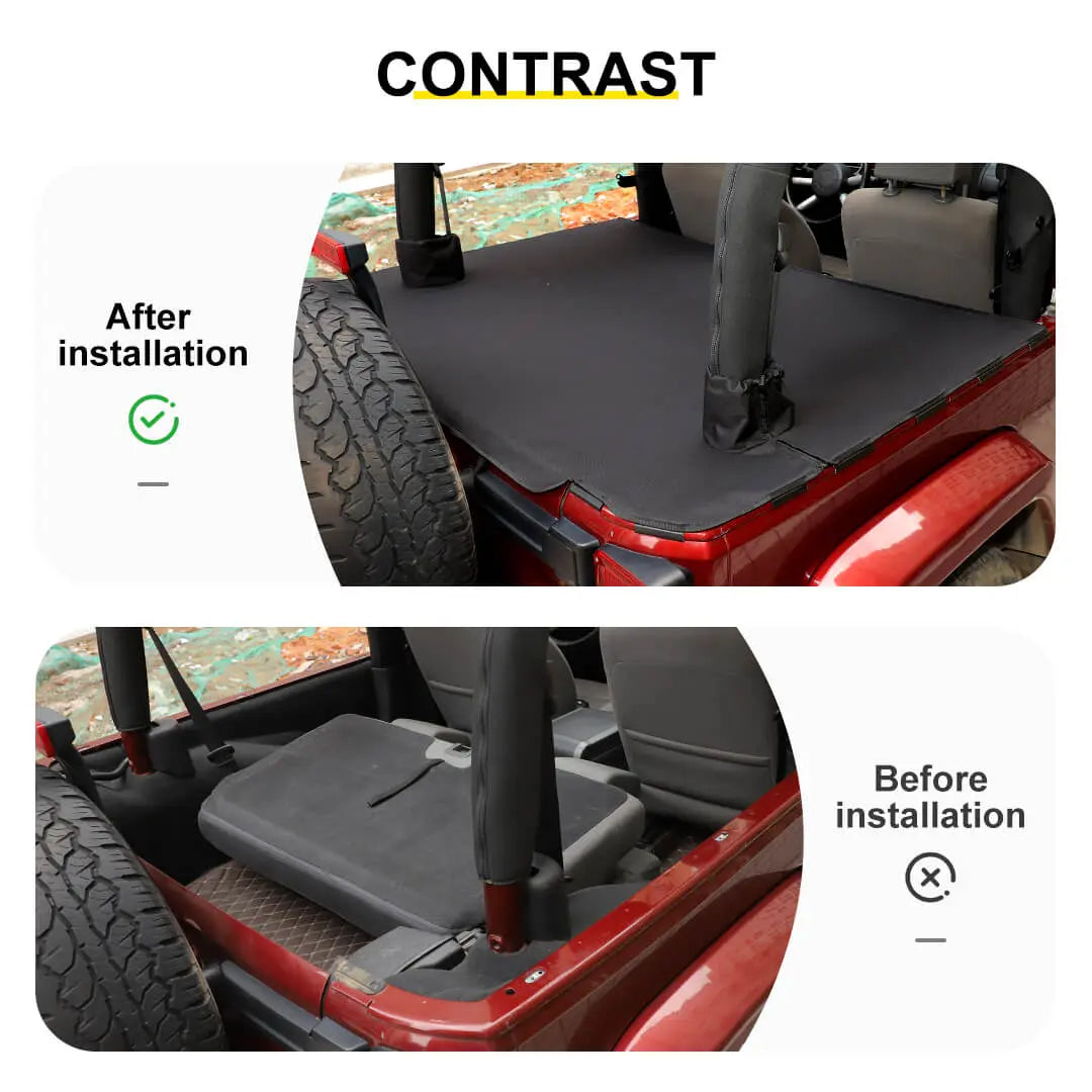 For 2007-2018 Jeep Wrangler JK 2-Door Rear Cargo Cover Privacy Shade Trunk Luggage Cover Waterproof