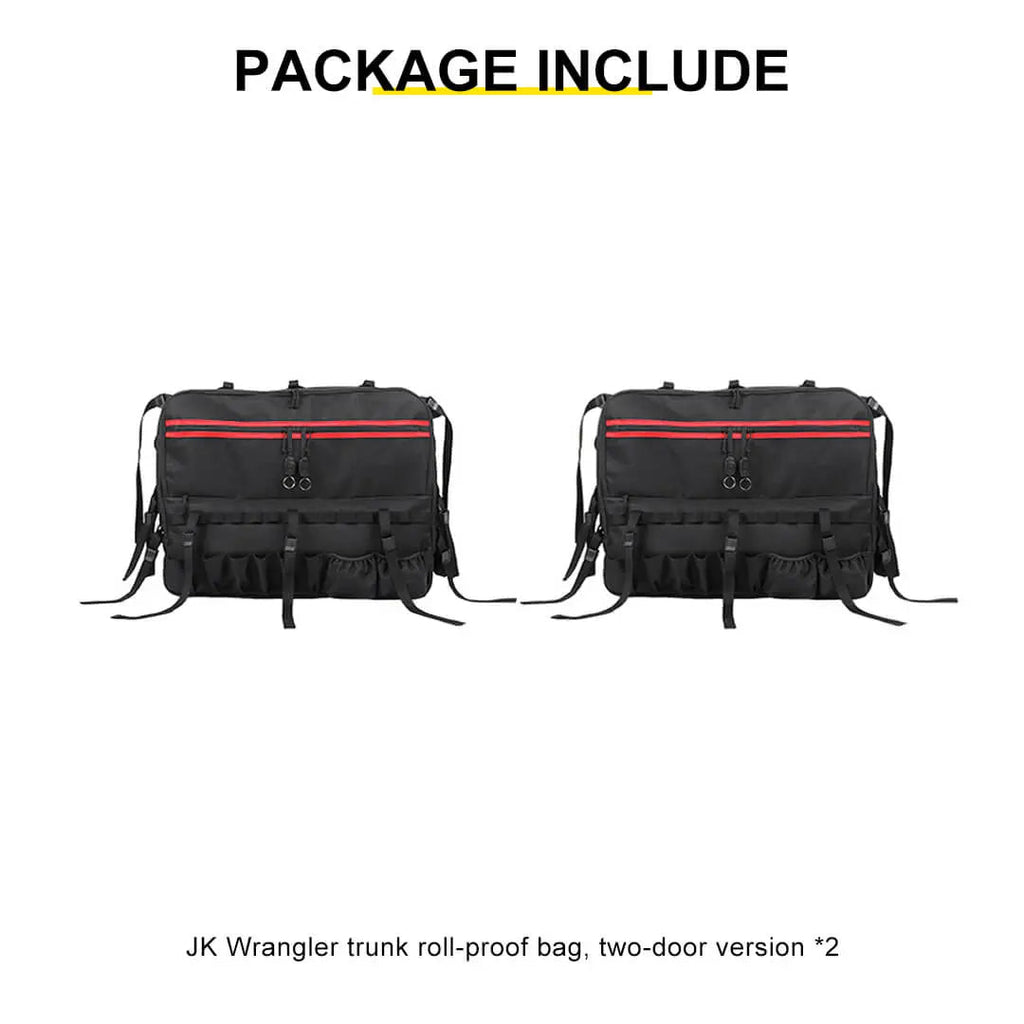 For 2007-2018 Jeep Wrangler JK 2 Door Rear Trunk Roll Bar Storage Bag（2 pcs）