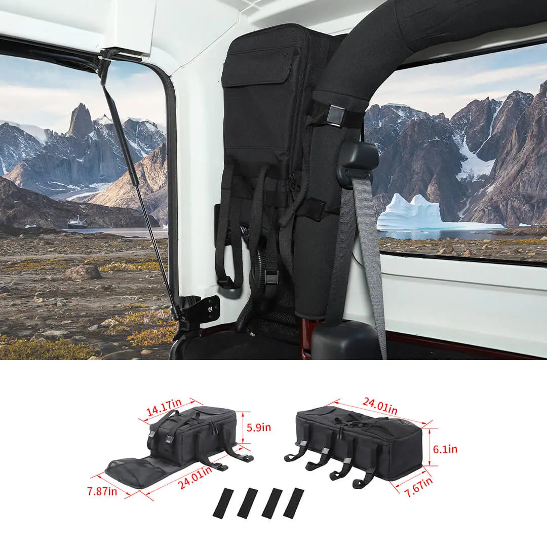 For 2007-2018 Jeep Wrangler JK 2 Door Rear Trunk Side Anti-Roll Storage Bags（2 pcs）