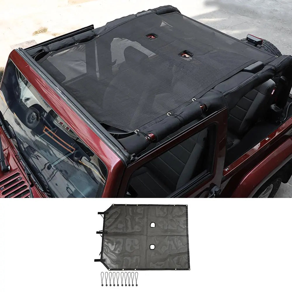 For 2007-2018 Jeep Wrangler JK 2-Door  Sunroof Sun Shade Insulation Net Black