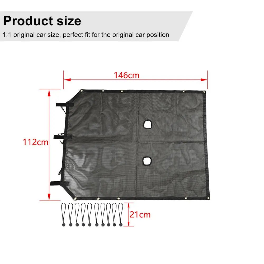 For 2007-2018 Jeep Wrangler JK 2-Door  Sunroof Sun Shade Insulation Net Black