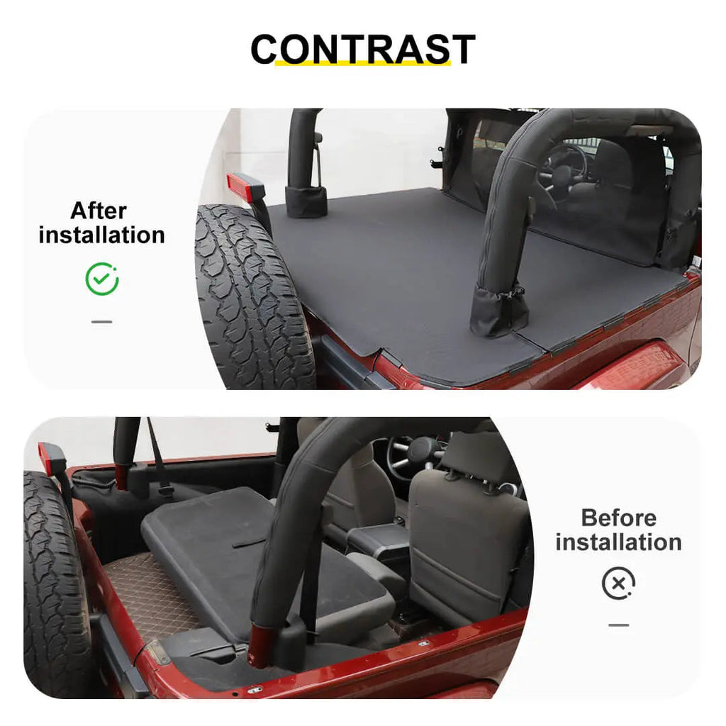 For 2007-2018 Jeep Wrangler JK 2-Door Trunk Divider & Cargo Cover Cargo Privacy Shade (2 pcs)