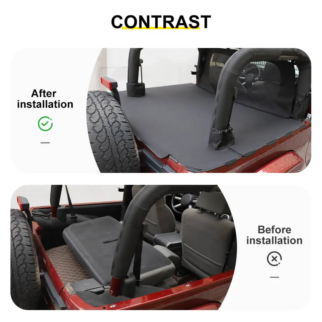 For 2007-2018 Jeep Wrangler JK 2-Door Trunk Divider & Cargo Cover Cargo Privacy Shade (2 pcs)