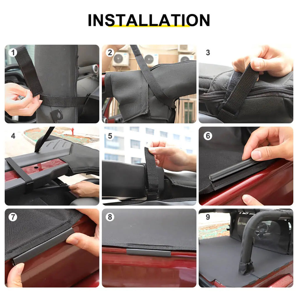 For 2007-2018 Jeep Wrangler JK 2-Door Trunk Divider & Cargo Cover Cargo Privacy Shade (2 pcs)