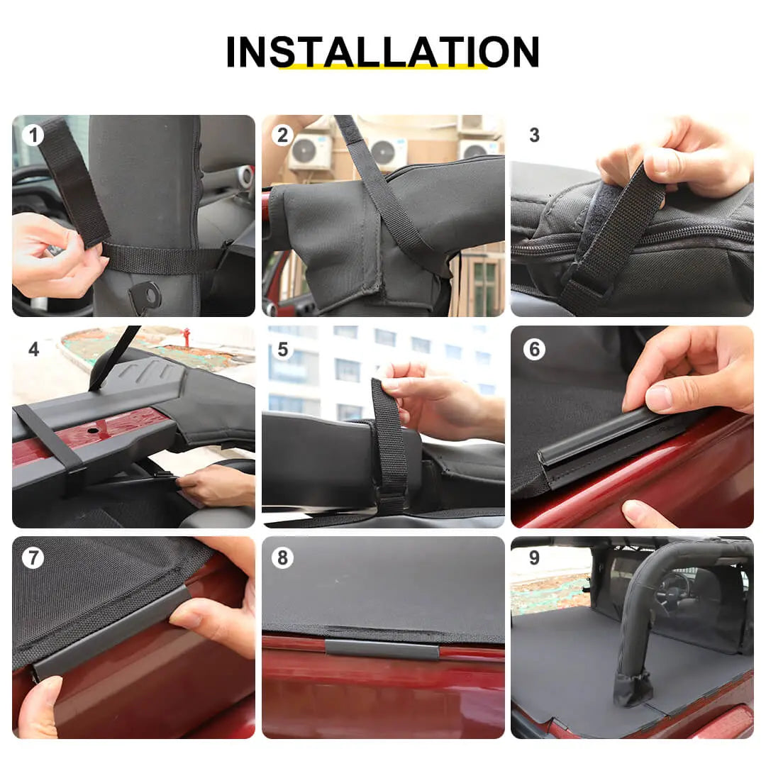 For 2007-2018 Jeep Wrangler JK 2-Door Trunk Divider & Cargo Cover Cargo Privacy Shade (2 pcs)