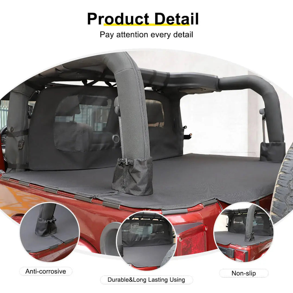 For 2007-2018 Jeep Wrangler JK 2-Door Trunk Divider & Cargo Cover Cargo Privacy Shade (2 pcs)
