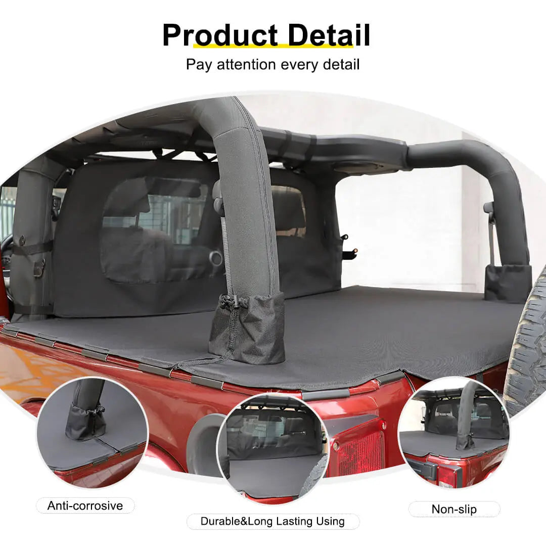 For 2007-2018 Jeep Wrangler JK 2-Door Trunk Divider & Cargo Cover Cargo Privacy Shade (2 pcs)