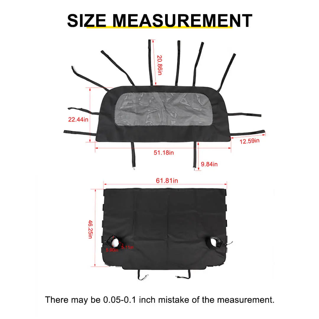 For 2007-2018 Jeep Wrangler JK 2-Door Trunk Divider & Cargo Cover Cargo Privacy Shade (2 pcs)