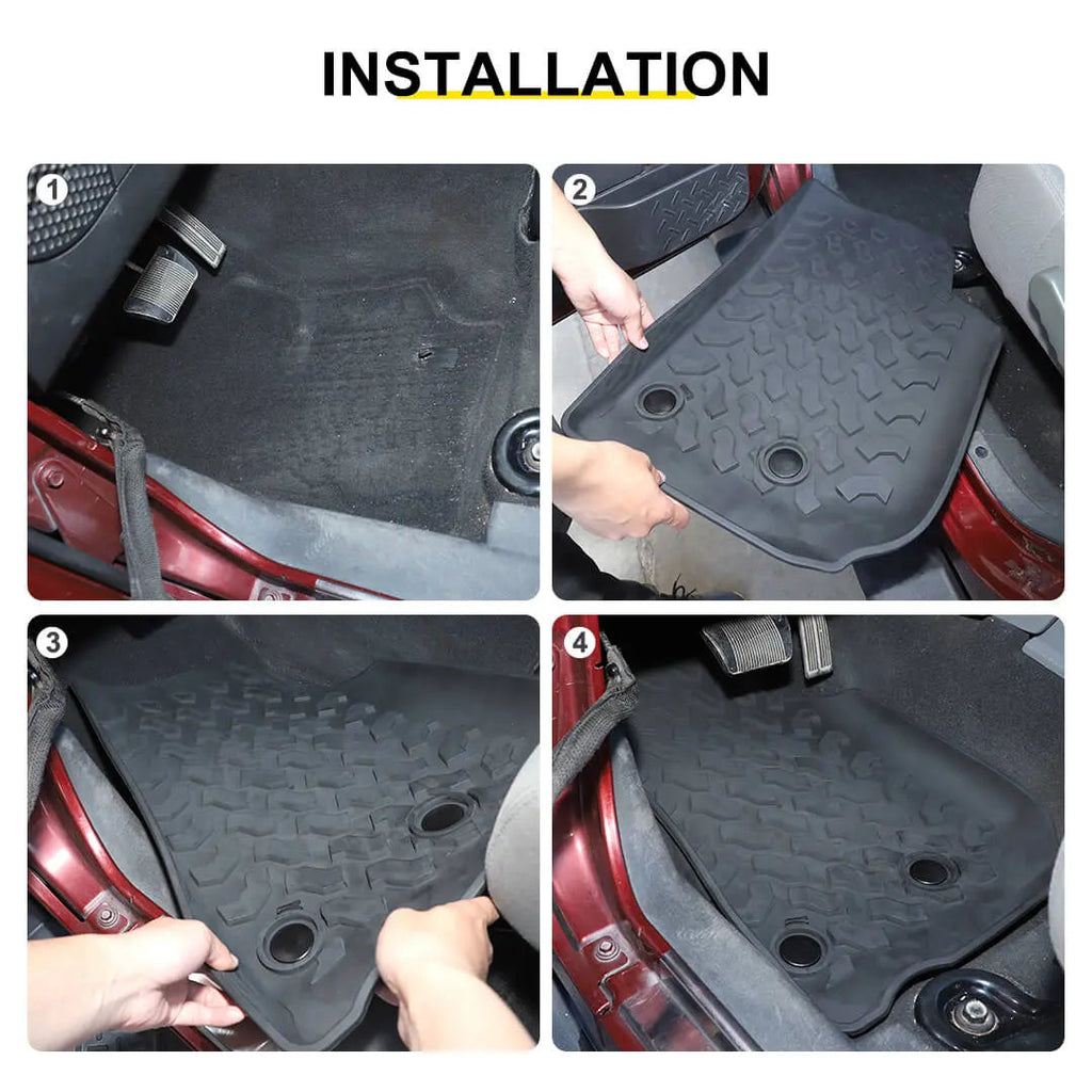 For 2007-2018 Jeep Wrangler JK 2-Door Waterproof Car Floor Foot Mats Replacement