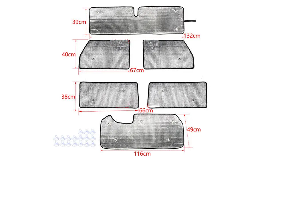 For 2007-2018 Jeep Wrangler JK 2-Door Windshield Full Window Sunshade Visors Full Set UV Block Cover×6