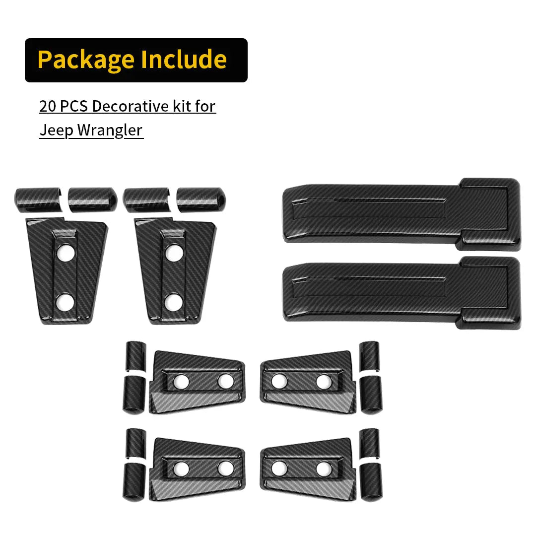 For 2007-2018 Jeep Wrangler JK 2-Door/Hood/Tailgate Hinge Trim Cover Kit (8 pcs)