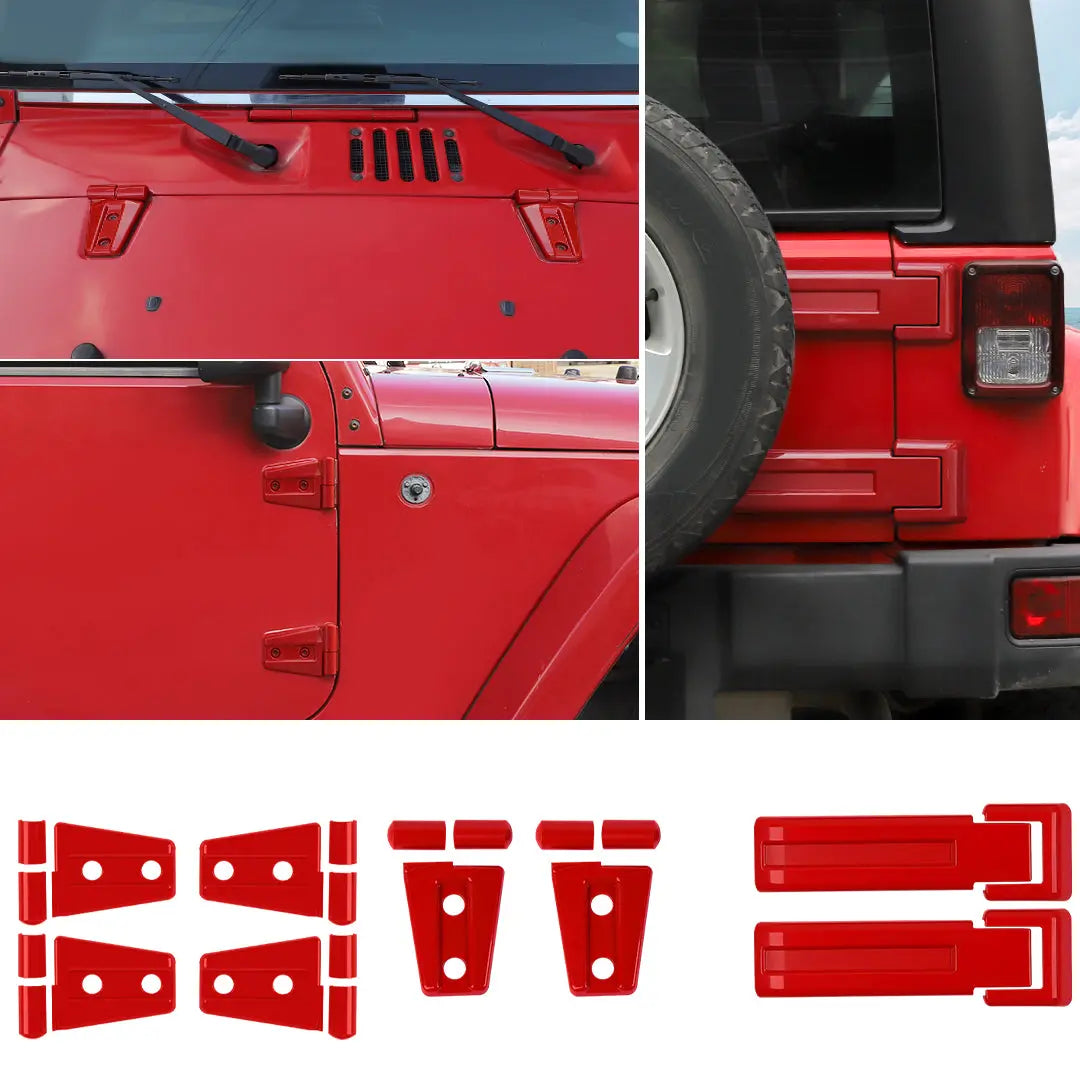 For 2007-2018 Jeep Wrangler JK 2-Door/Hood/Tailgate Hinge Trim Cover Kit (8 pcs)
