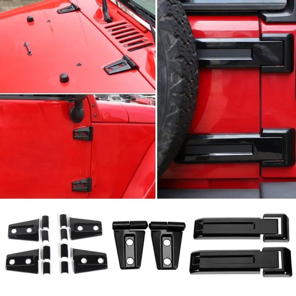 For 2007-2018 Jeep Wrangler JK 2-Door/Hood/Tailgate Hinge Trim Cover Kit (8 pcs)