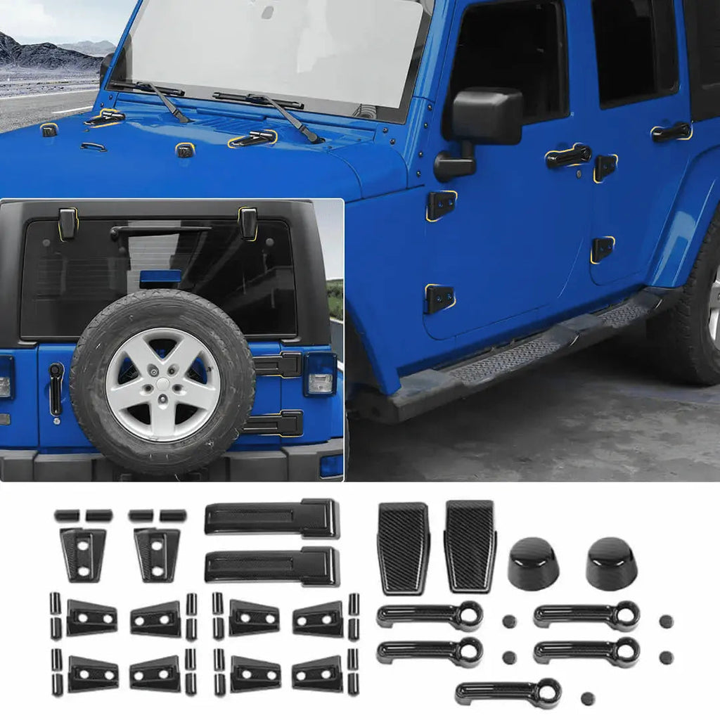 For 2007-2018 Jeep Wrangler JK 21 x Door Handle Hinge Cover Hood Rubber Head Cap Trim Cover Kit