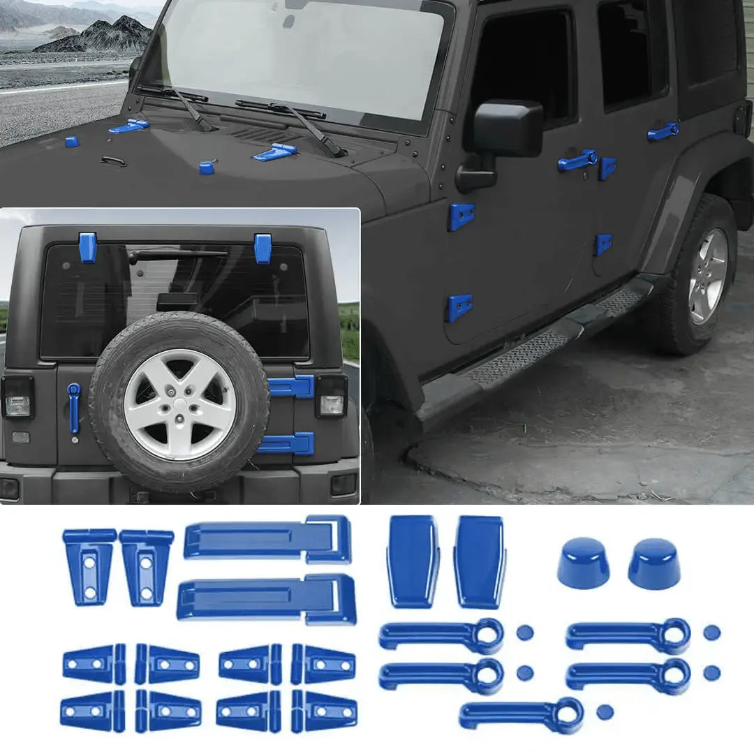 For 2007-2018 Jeep Wrangler JK 21 x Door Handle Hinge Cover Hood Rubber Head Cap Trim Cover Kit