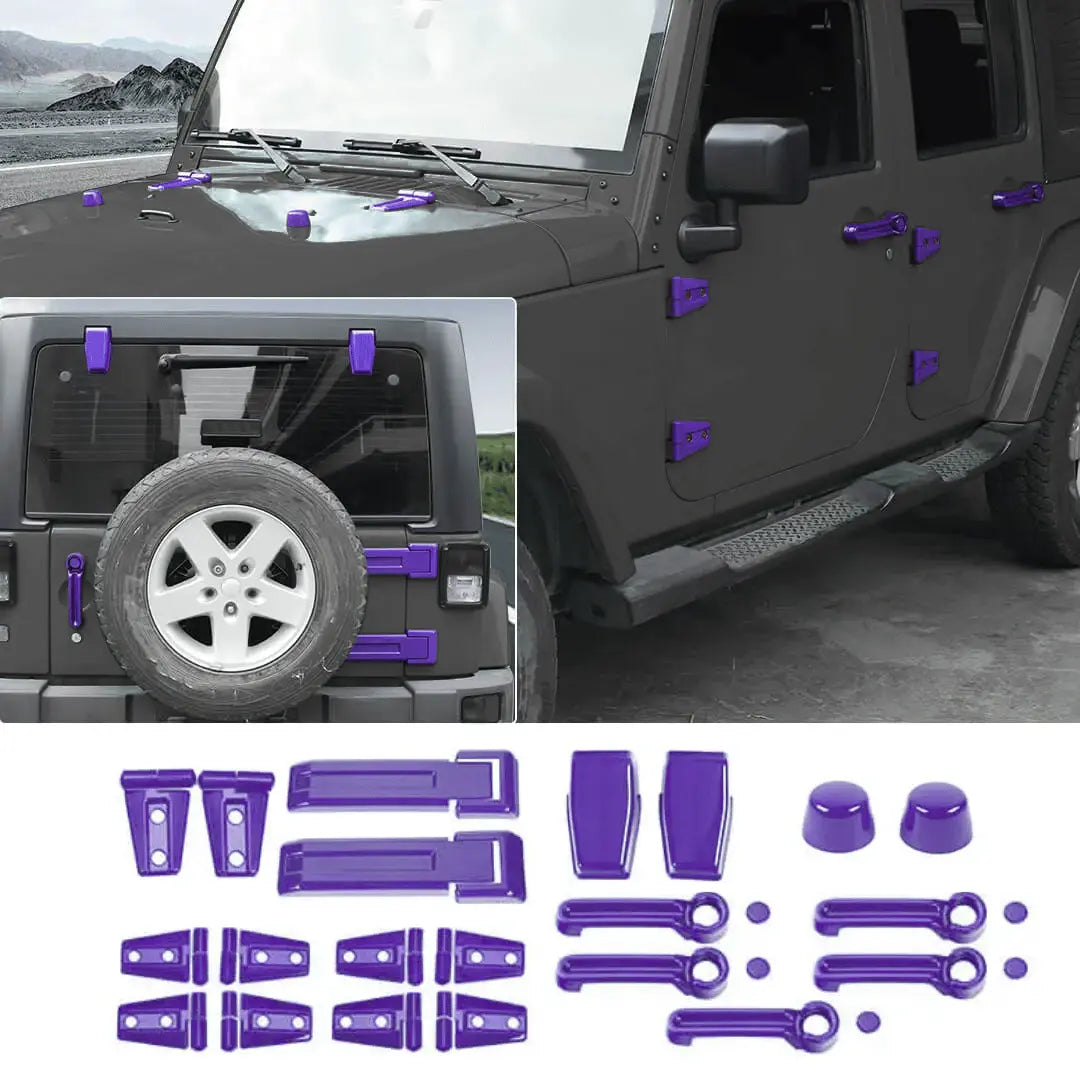 For 2007-2018 Jeep Wrangler JK 21 x Door Handle Hinge Cover Hood Rubber Head Cap Trim Cover Kit