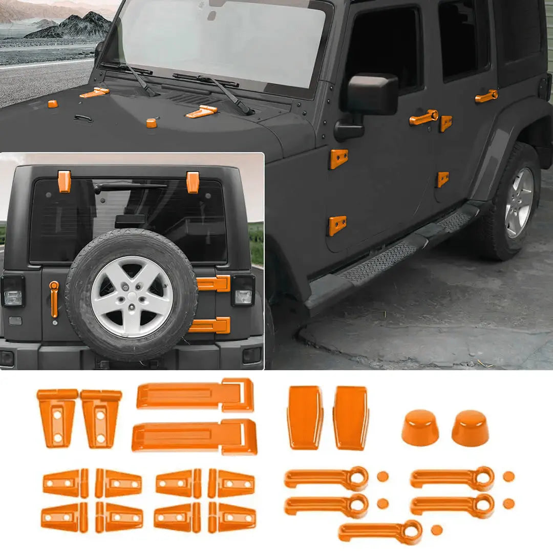 For 2007-2018 Jeep Wrangler JK 21 x Door Handle Hinge Cover Hood Rubber Head Cap Trim Cover Kit