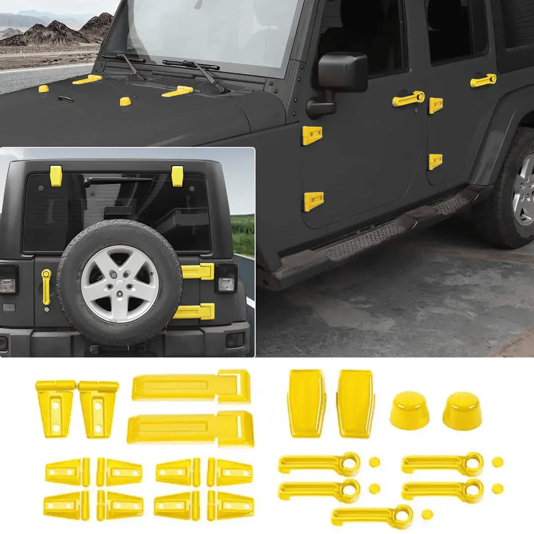 For 2007-2018 Jeep Wrangler JK 21 x Door Handle Hinge Cover Hood Rubber Head Cap Trim Cover Kit