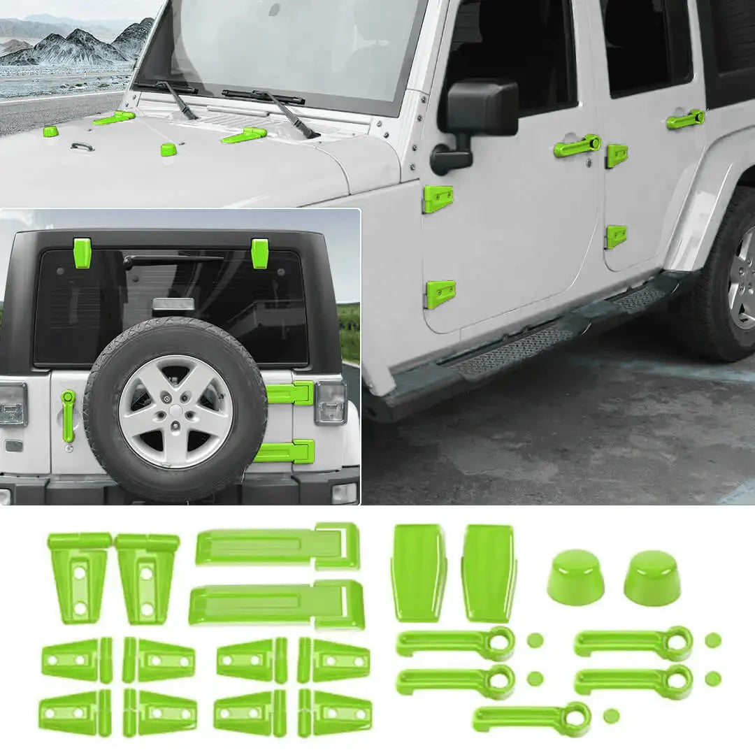 For 2007-2018 Jeep Wrangler JK 21 x Door Handle Hinge Cover Hood Rubber Head Cap Trim Cover Kit