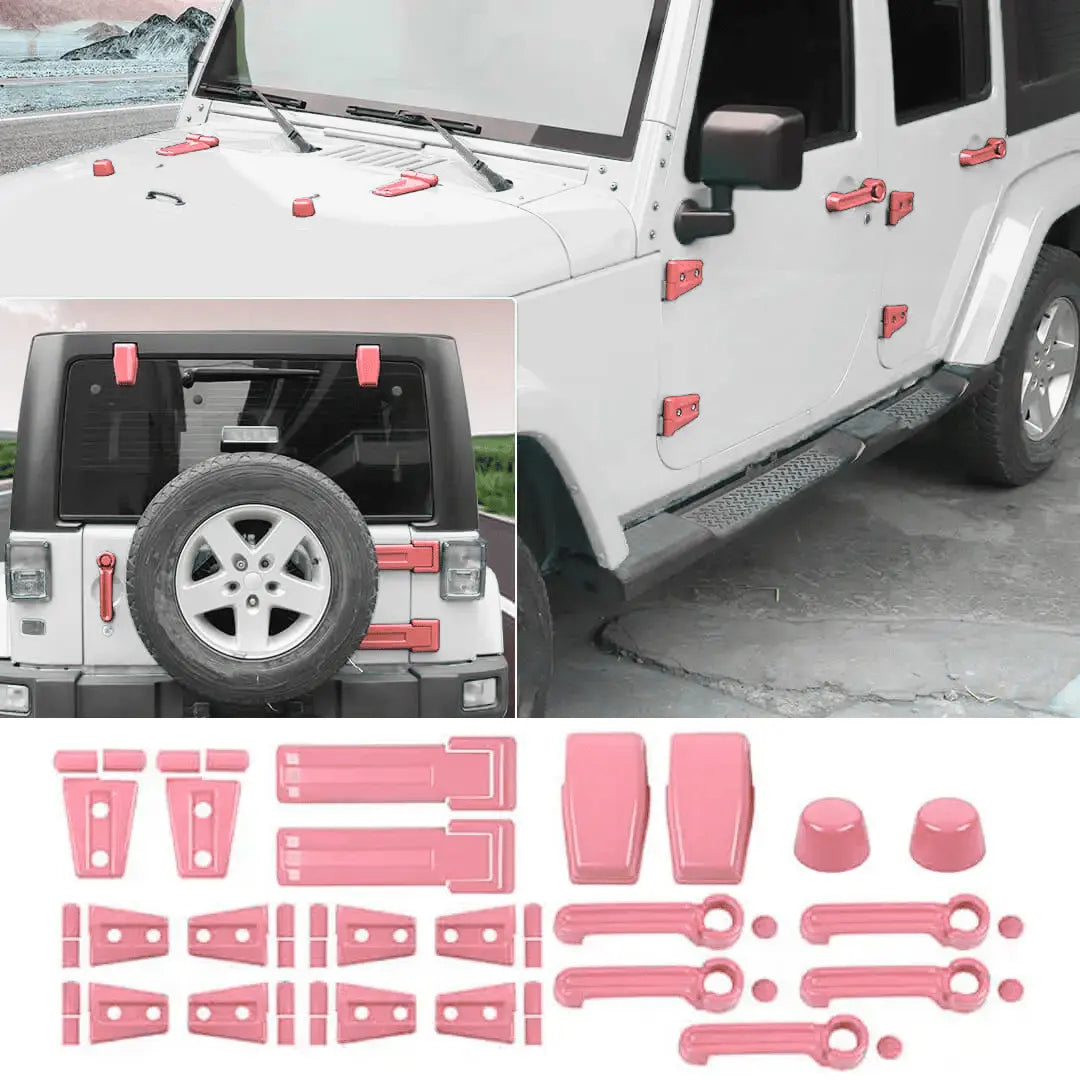 For 2007-2018 Jeep Wrangler JK 21 x Door Handle Hinge Cover Hood Rubber Head Cap Trim Cover Kit