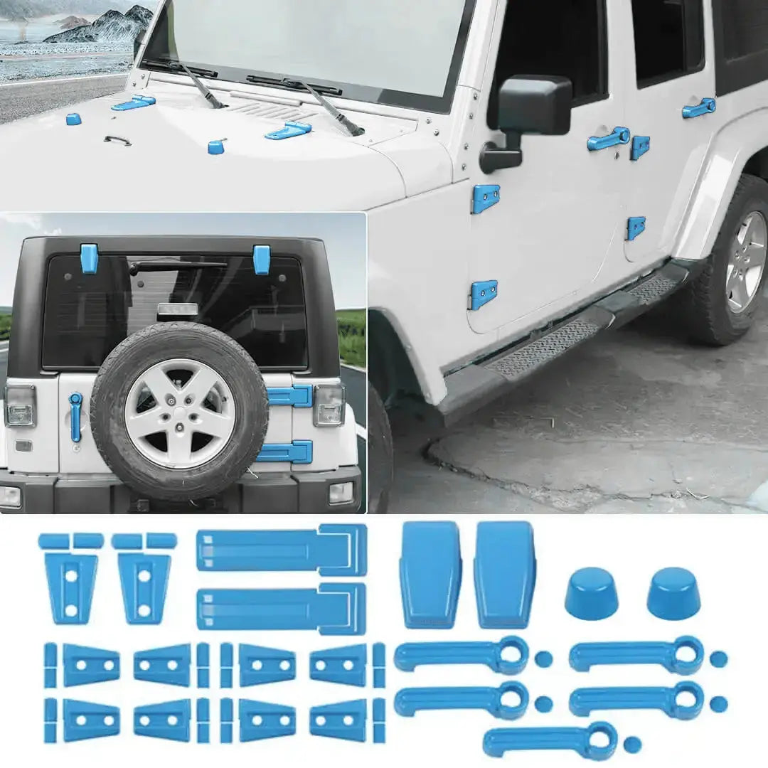 For 2007-2018 Jeep Wrangler JK 21 x Door Handle Hinge Cover Hood Rubber Head Cap Trim Cover Kit