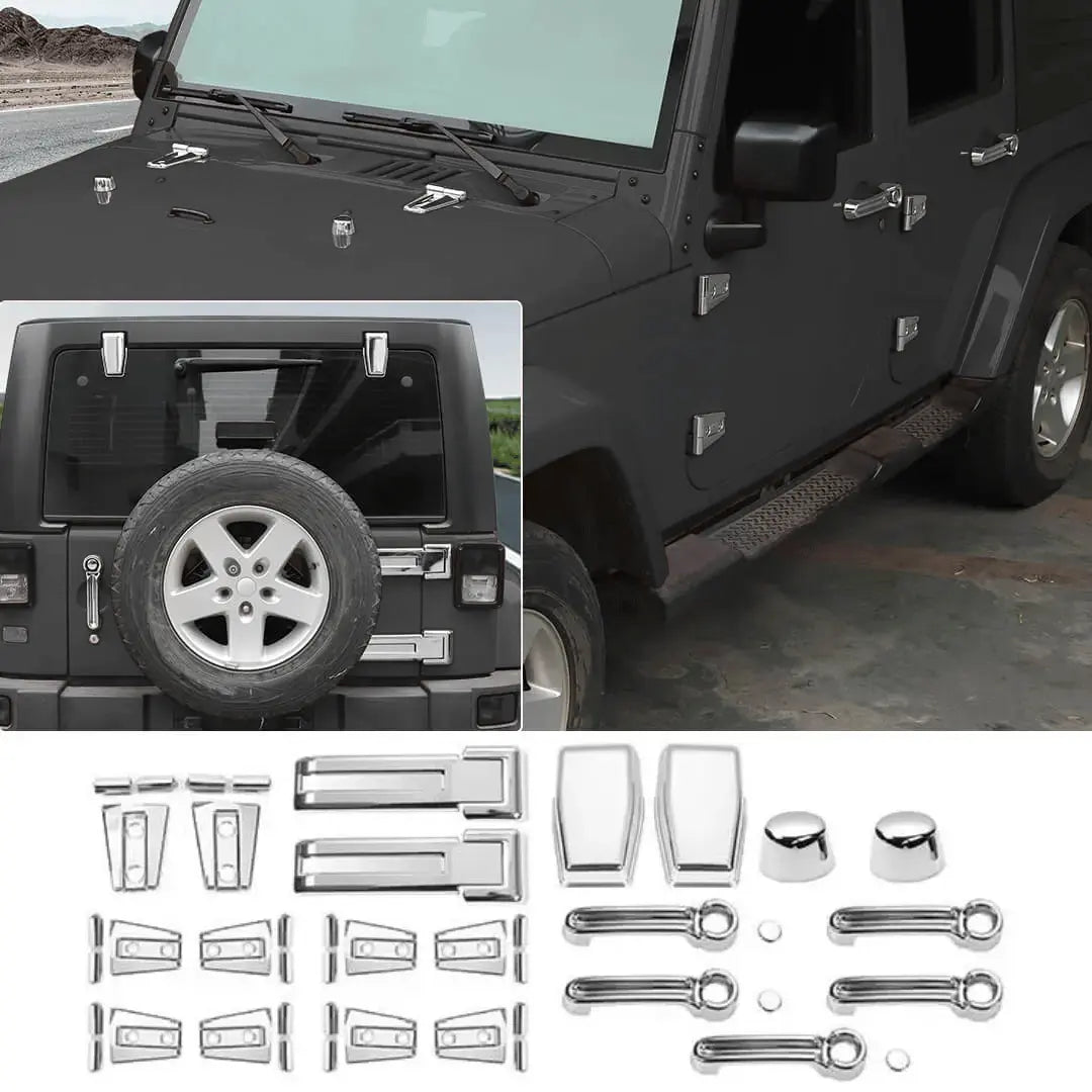 For 2007-2018 Jeep Wrangler JK 21 x Door Handle Hinge Cover Hood Rubber Head Cap Trim Cover Kit