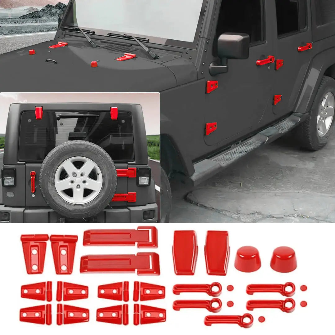 For 2007-2018 Jeep Wrangler JK 21 x Door Handle Hinge Cover Hood Rubber Head Cap Trim Cover Kit