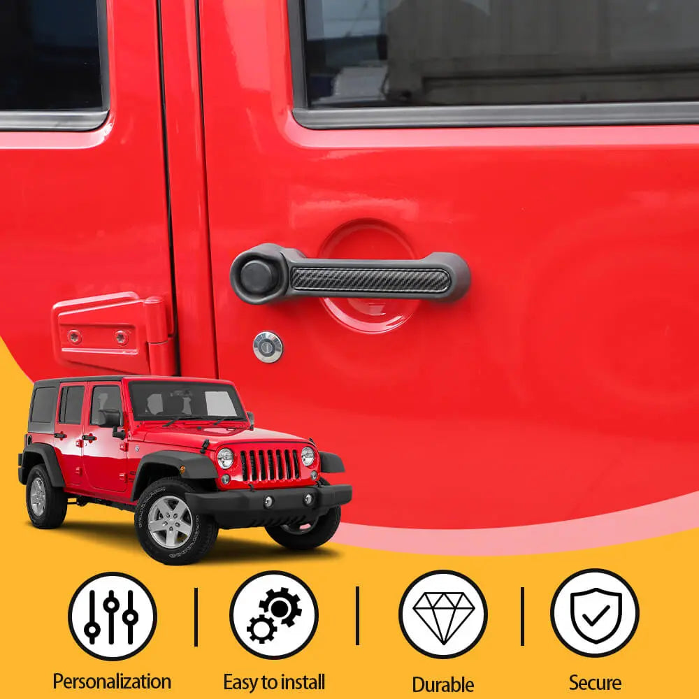 For 2007-2018 Jeep Wrangler JK 2Door Door Handle Trim Cover Strips Trim