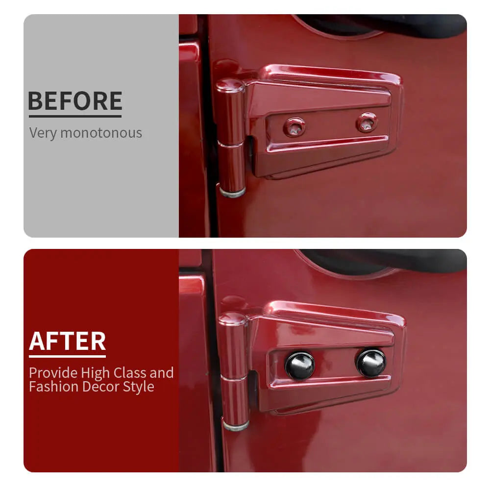For 2007-2018 Jeep Wrangler JK 2Door Hood & Door Hinge Bolt Trim Cap Cover Kit, A-Pillar Protection, 12PCS