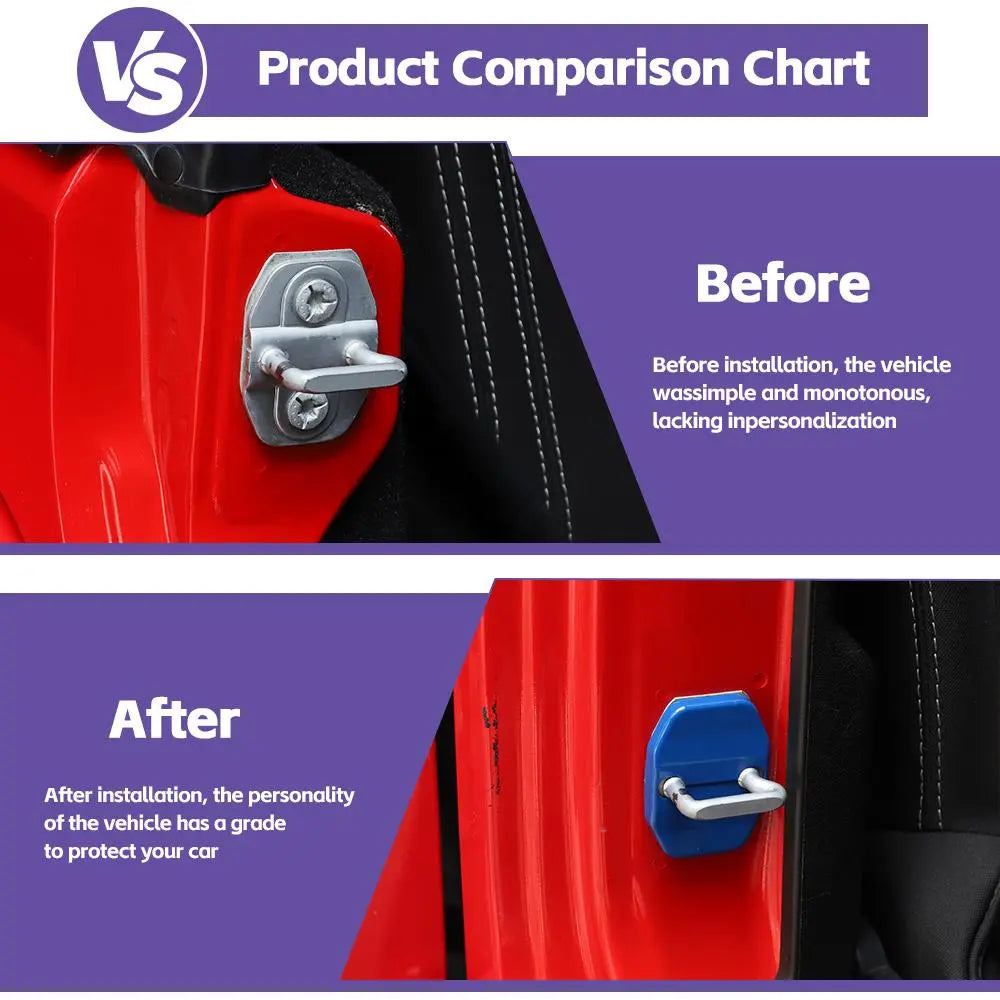 For 2007-2018 Jeep Wrangler JK 2Door Interior Door Lock Cover Protection Trim