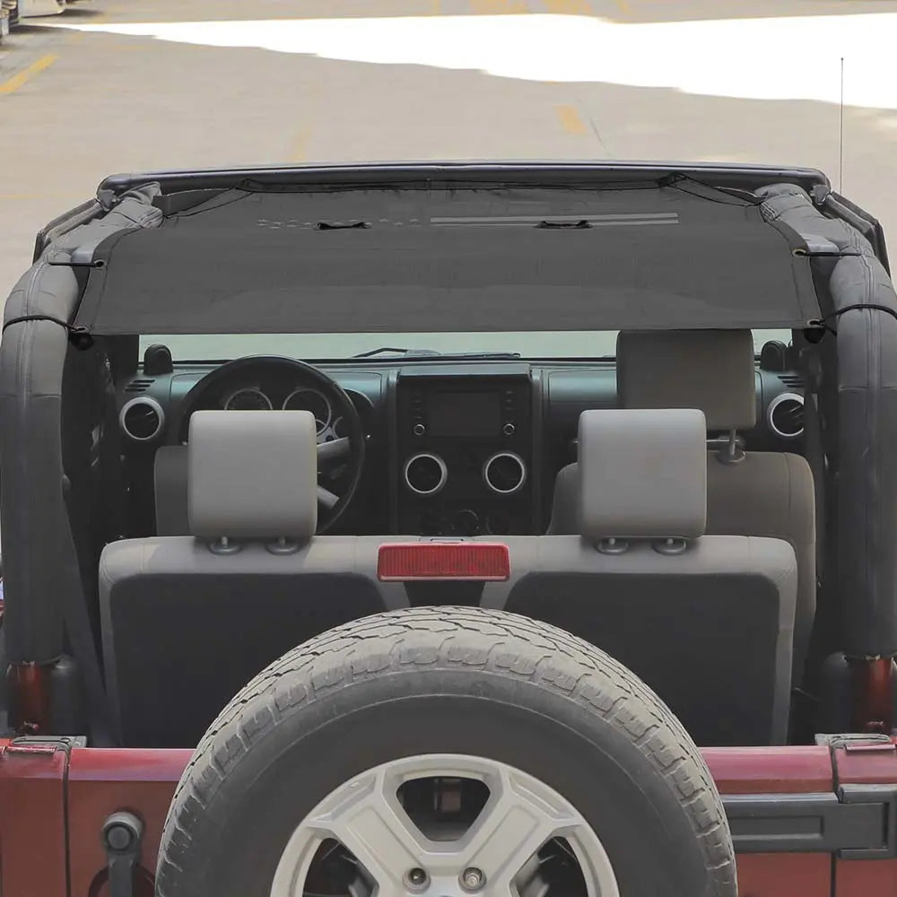 For 2007-2018 Jeep Wrangler JK 2Dr Sunshade UV Protection Mesh Heat Shade Soft Top US Flag