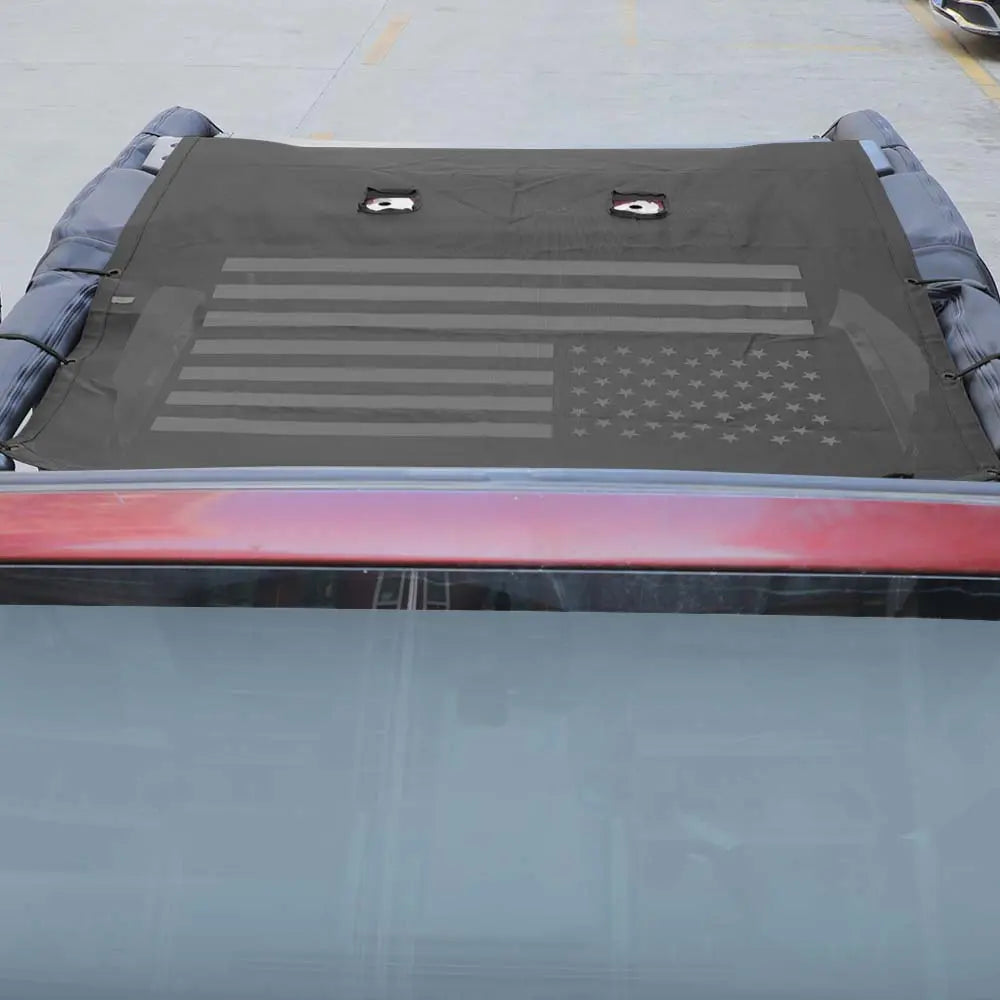 For 2007-2018 Jeep Wrangler JK 2Dr Sunshade UV Protection Mesh Heat Shade Soft Top US Flag
