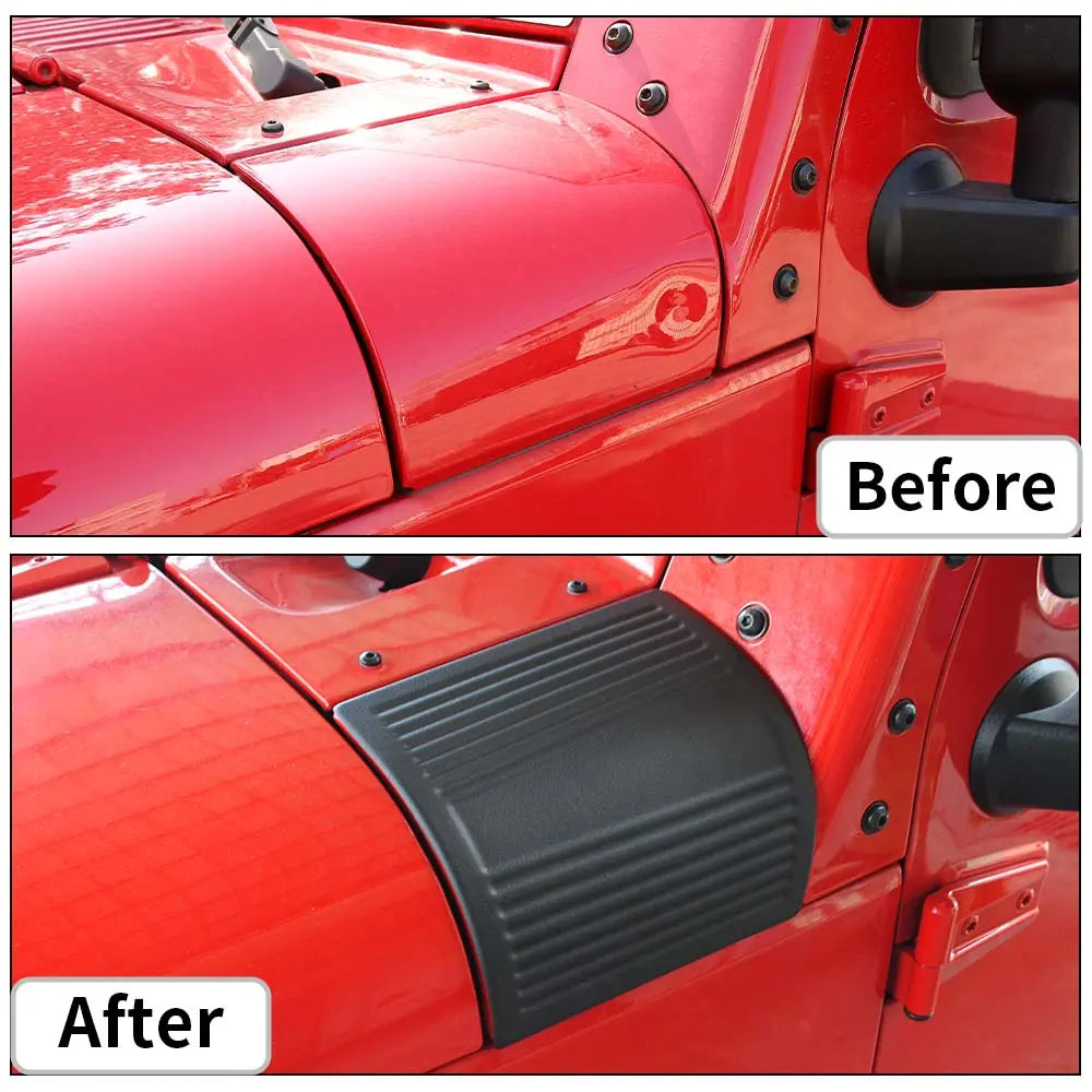 For 2007-2018 Jeep Wrangler JK 2X Hood Cowl Body Armor Cover Corner Guards Trim