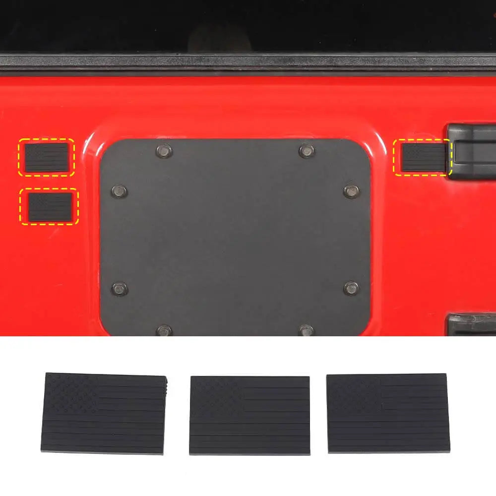 For 2007-2018 Jeep Wrangler JK 3PCS American Flag Tailgate Rubber Seal Plug Black Decor