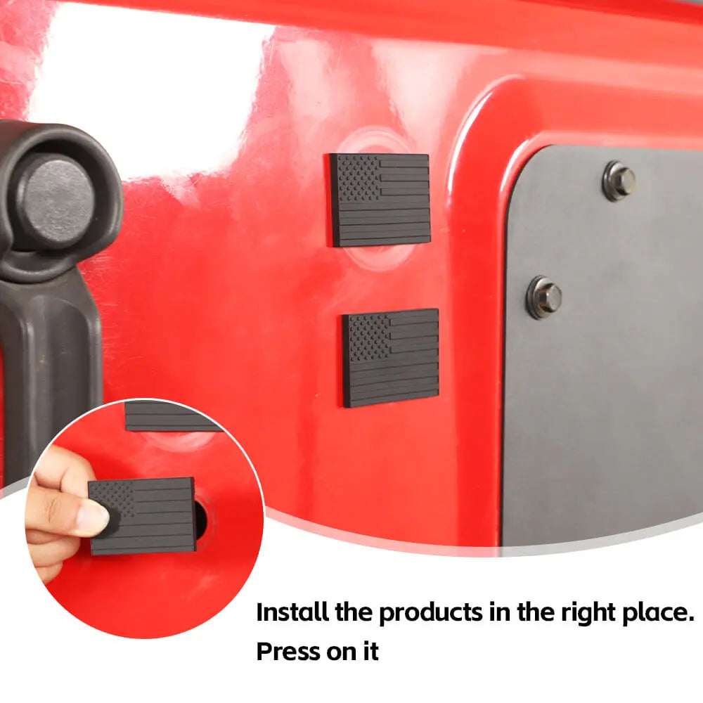 For 2007-2018 Jeep Wrangler JK 3PCS American Flag Tailgate Rubber Seal Plug Black Decor