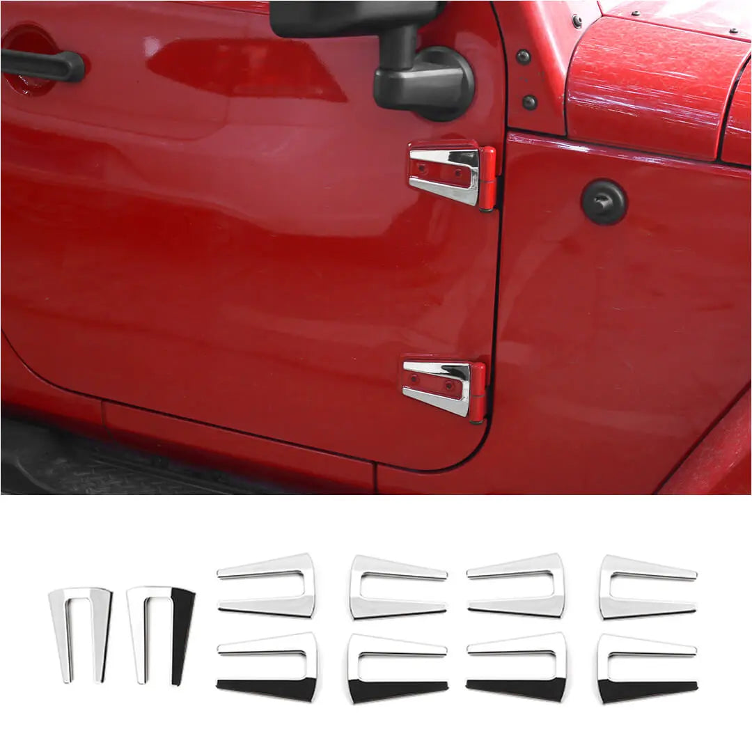 For 2007-2018 Jeep Wrangler JK 4 Door Hood Hinge & Door Hinge Trim Cover Trim Kit（10 pcs）