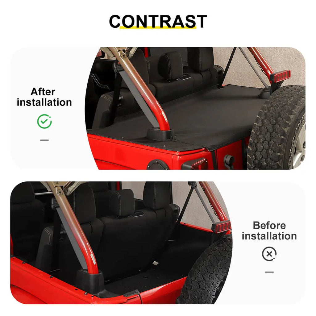 For 2007-2018 Jeep Wrangler JK 4-Door Rear Cargo Cover Privacy Shade Trunk Luggage Cover Waterproof